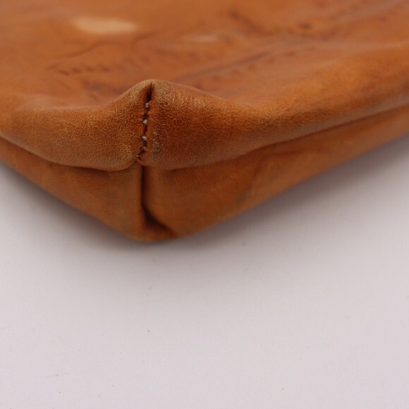 Vintage Sergios Collection Small Leather Zipper Pouch Bag Natural Tooled Leather - Picture 14 of 14